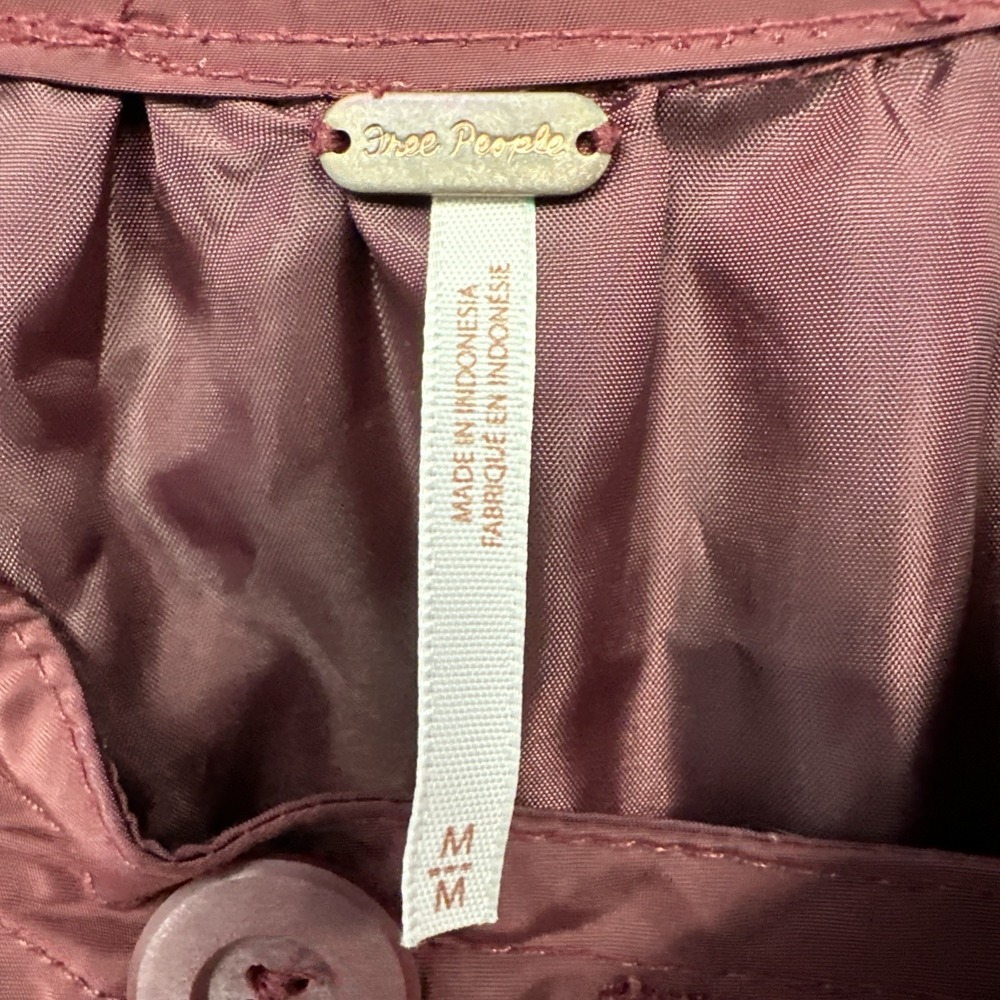 Free People Size Medium Midnight Bomber jacket Wine Red Satin Members Only Style - Picture 5 of 10